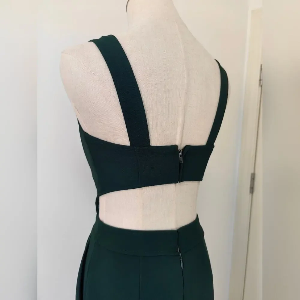 NWOT Reiss Dark Green Dion cutout wide leg Jumpsuit US 6 - Picture 12 of 16